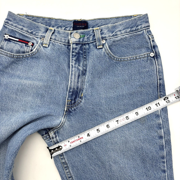 Vintage Y2K Tommy Hilfiger Med Wash High Rise Straight Jeans Jr 7 28x31" - FLAW - Picture 11 of 16